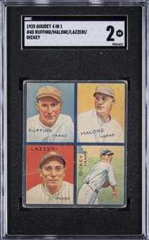 1935 Goudey  "4-in-1" #4D Red Ruffing/Pat Malone/Anthony Lazzeri/Bill Dickey – SGC GD 2